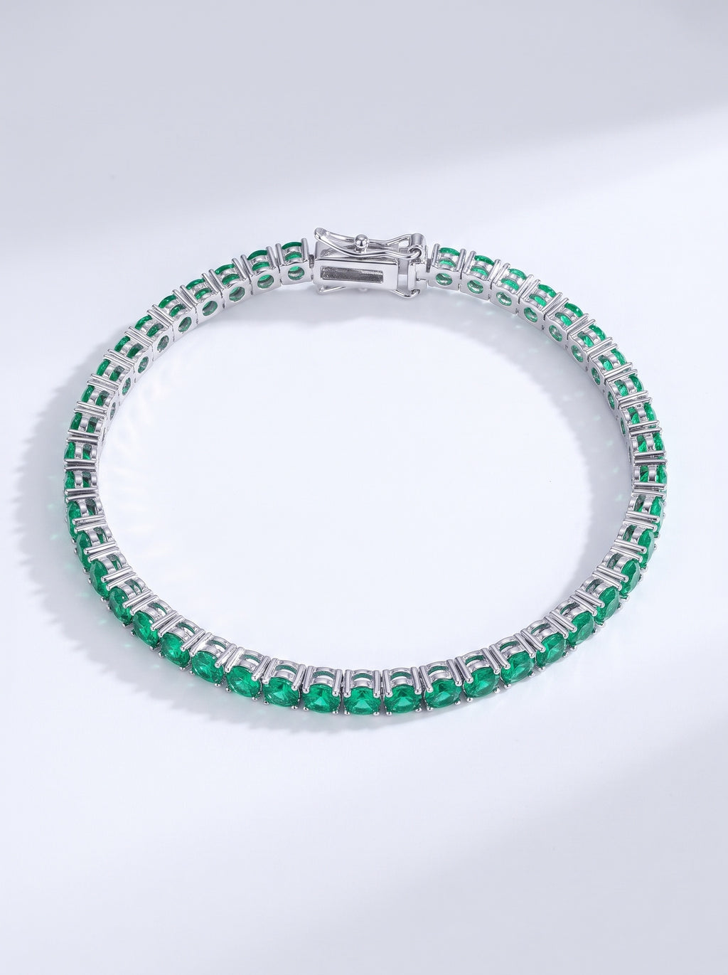 Moissanite Emerald Green Tennis Bracelet for Women, Classic 4-Prong Full-Pavé Bracelet