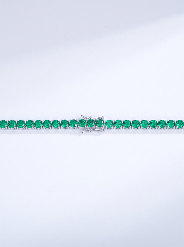 Moissanite Emerald Green Tennis Bracelet for Women, Classic 4-Prong Full-Pavé Bracelet