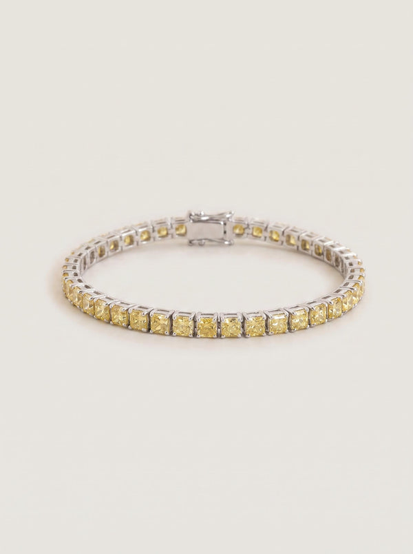 Moissanite Yellow Tennis Bracelet for Women, Classic 4-Prong Full-Pavé Bracelet