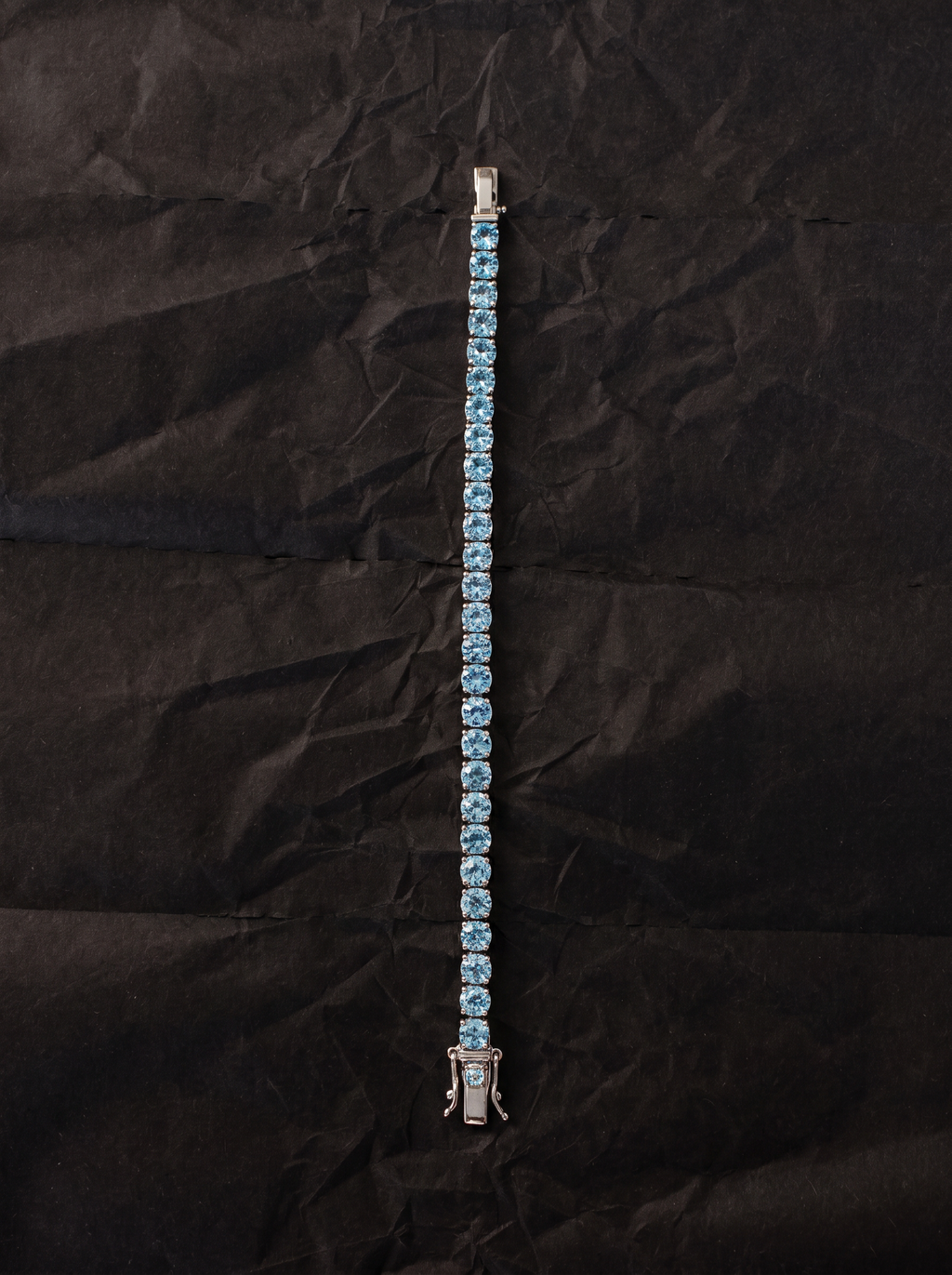 Moissanite Ocean Blue Tennis Bracelet for Women, Classic 4-Prong Full-Pavé Bracelet