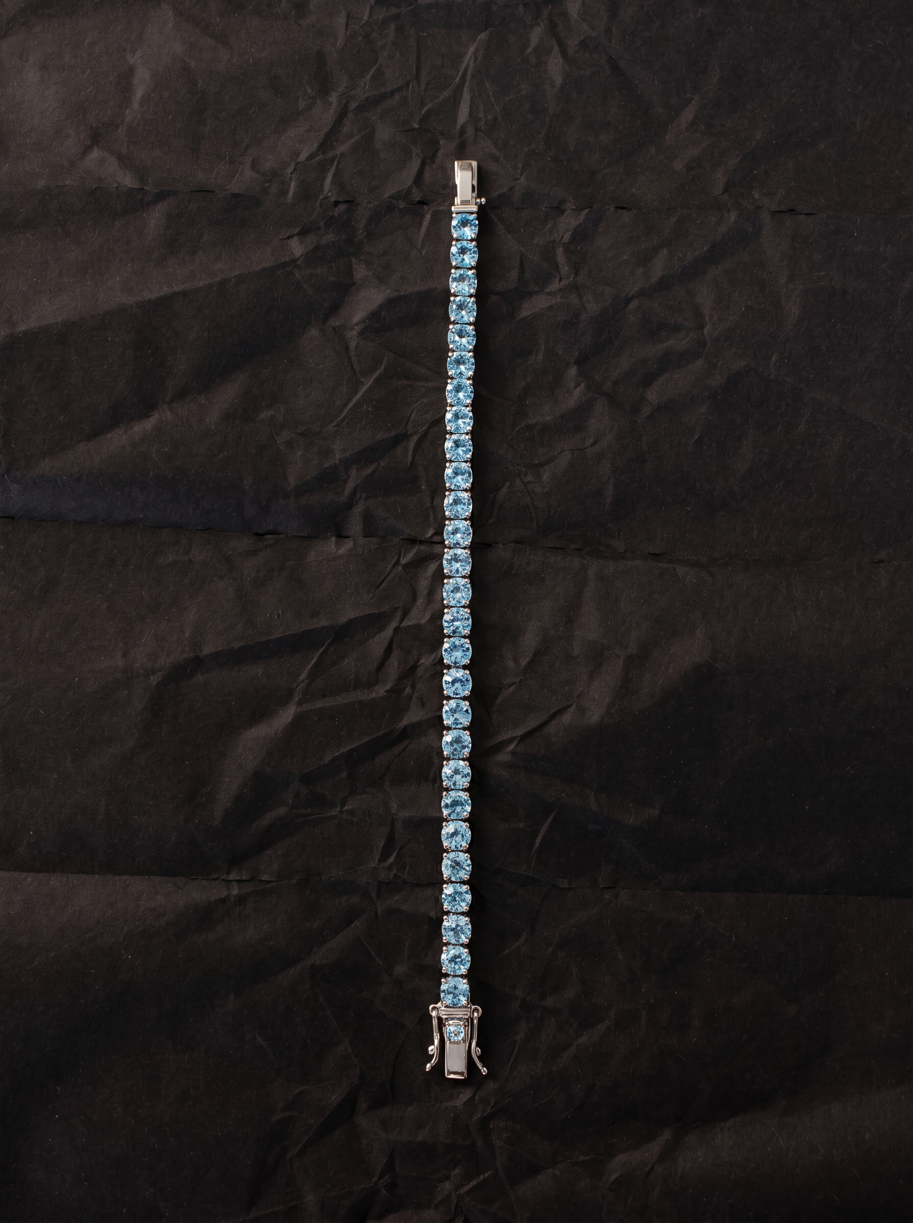 Moissanite Ocean Blue Tennis Bracelet for Women, Classic 4-Prong Full-Pavé Bracelet