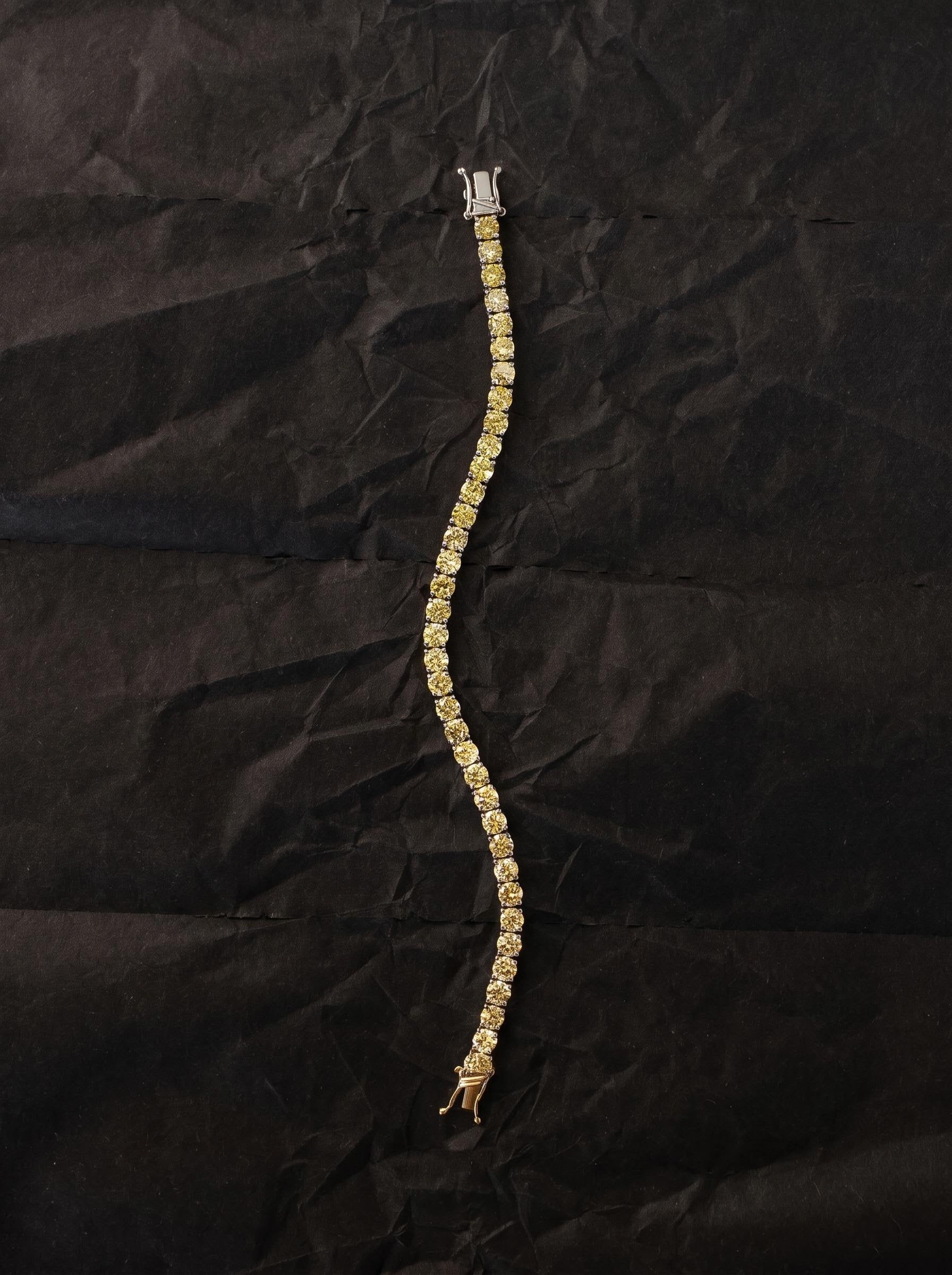 Moissanite Yellow Tennis Bracelet for Women, Classic 4-Prong Full-Pavé Bracelet