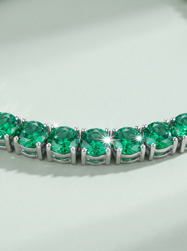 Moissanite Emerald Green Tennis Bracelet for Women, Classic 4-Prong Full-Pavé Bracelet