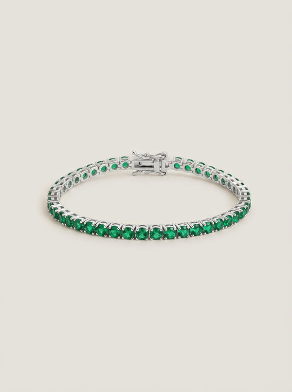 Moissanite Emerald Green Tennis Bracelet for Women, Classic 4-Prong Full-Pavé Bracelet