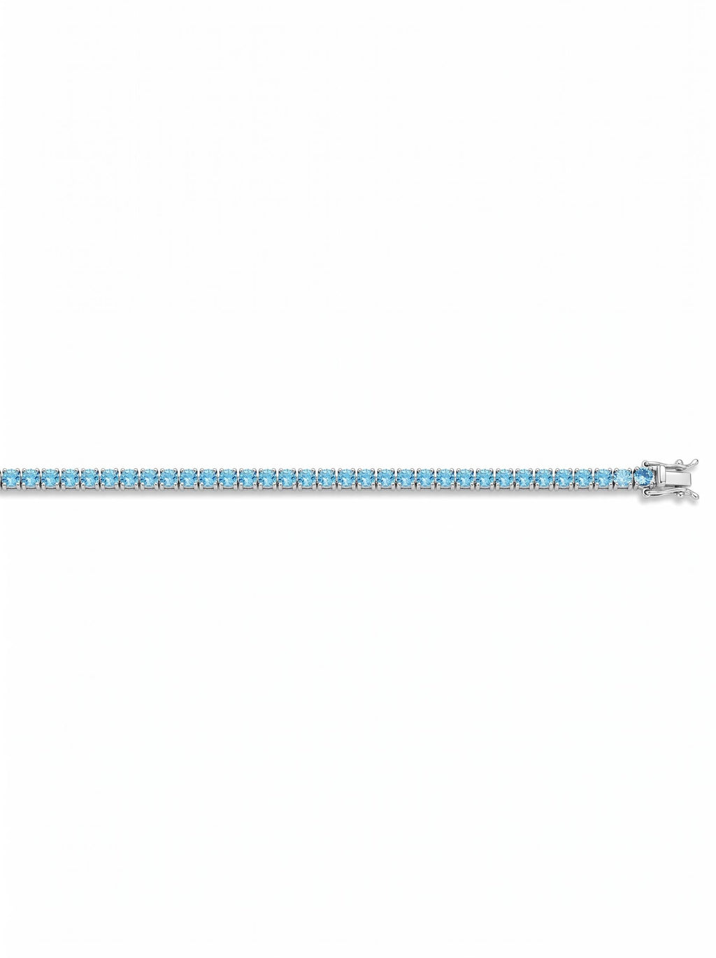 Moissanite Ocean Blue Tennis Bracelet for Women, Classic 4-Prong Full-Pavé Bracelet