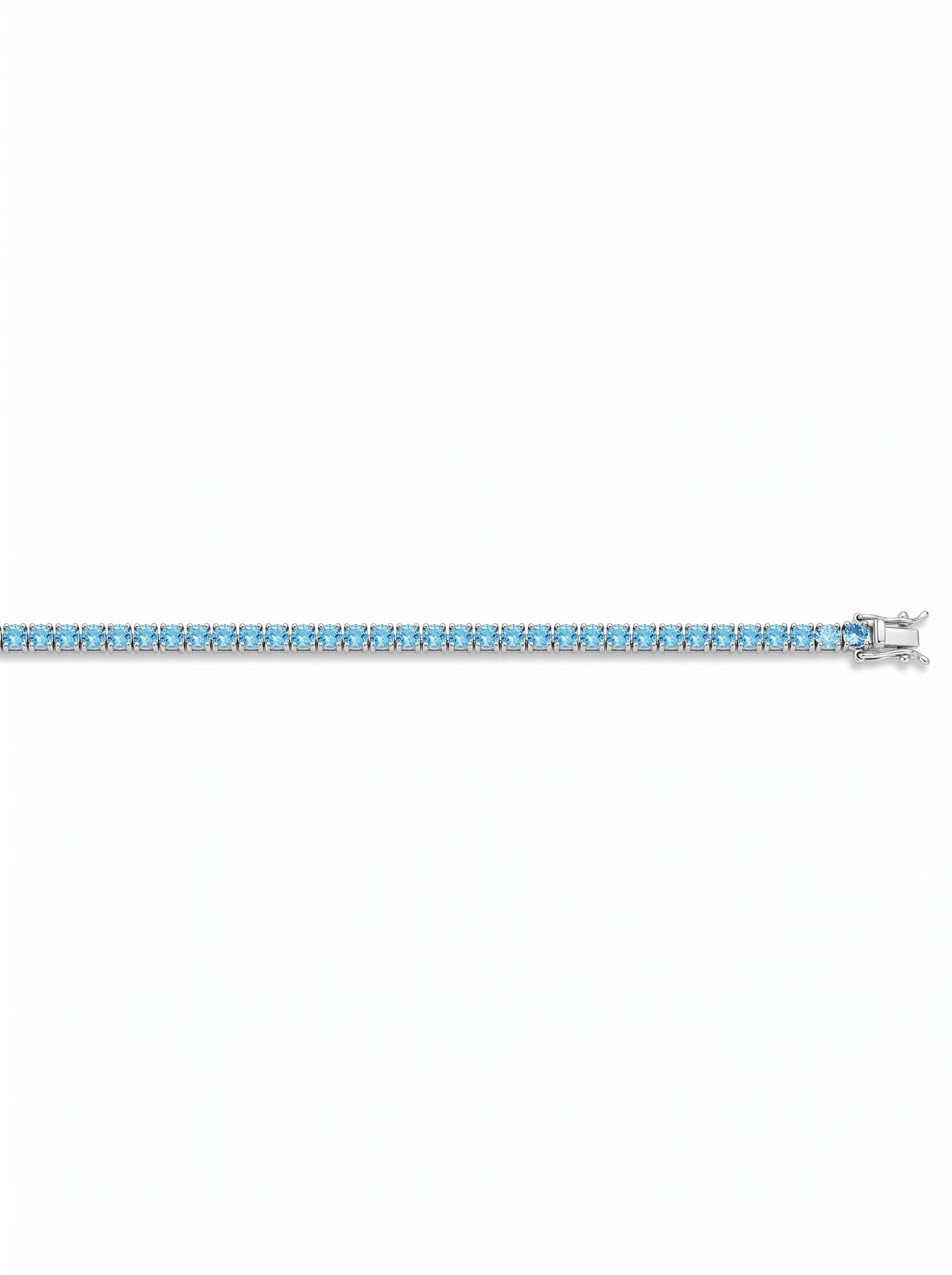 Moissanite Ocean Blue Tennis Bracelet for Women, Classic 4-Prong Full-Pavé Bracelet