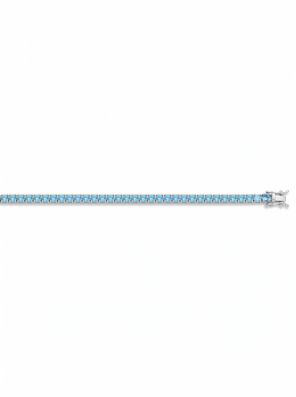 Moissanite Ocean Blue Tennis Bracelet for Women, Classic 4-Prong Full-Pavé Bracelet