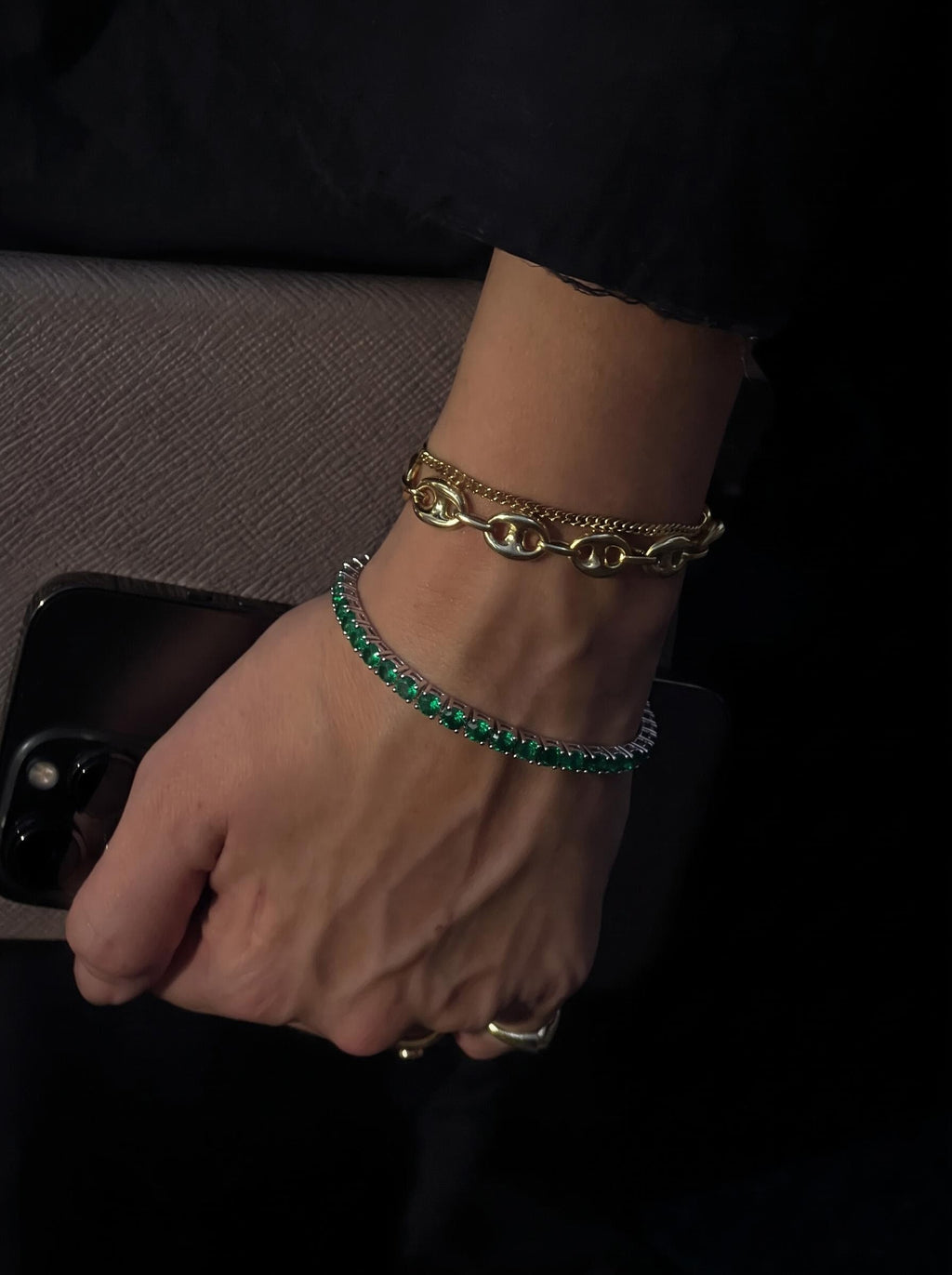 Moissanite Emerald Green Tennis Bracelet for Women, Classic 4-Prong Full-Pavé Bracelet