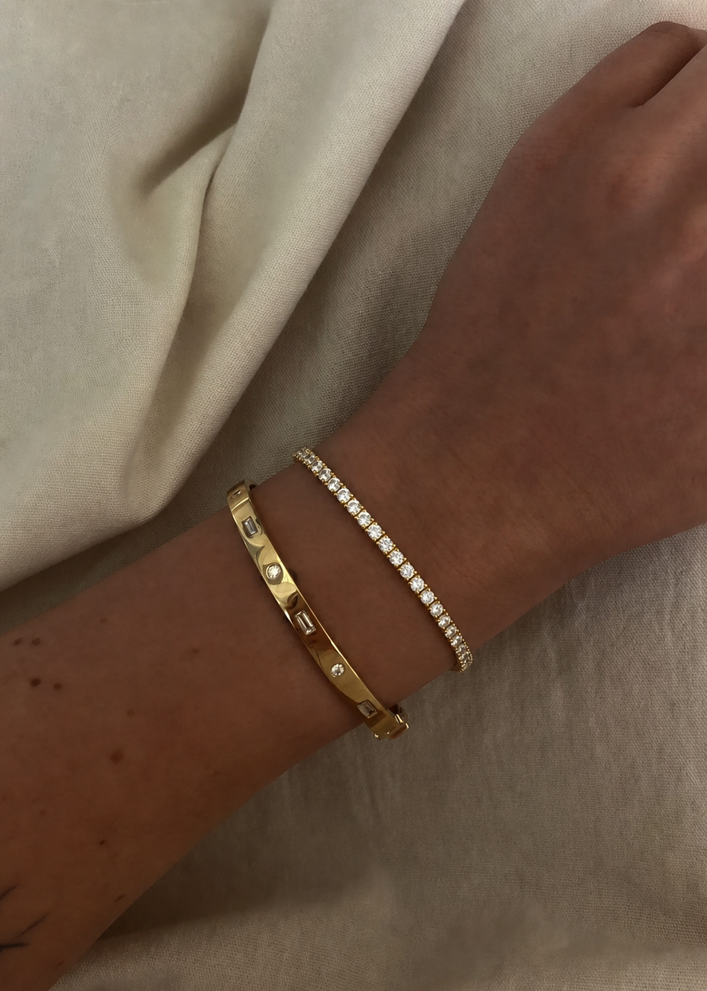 Moissanite Diamonds Gold Tennis Bracelet